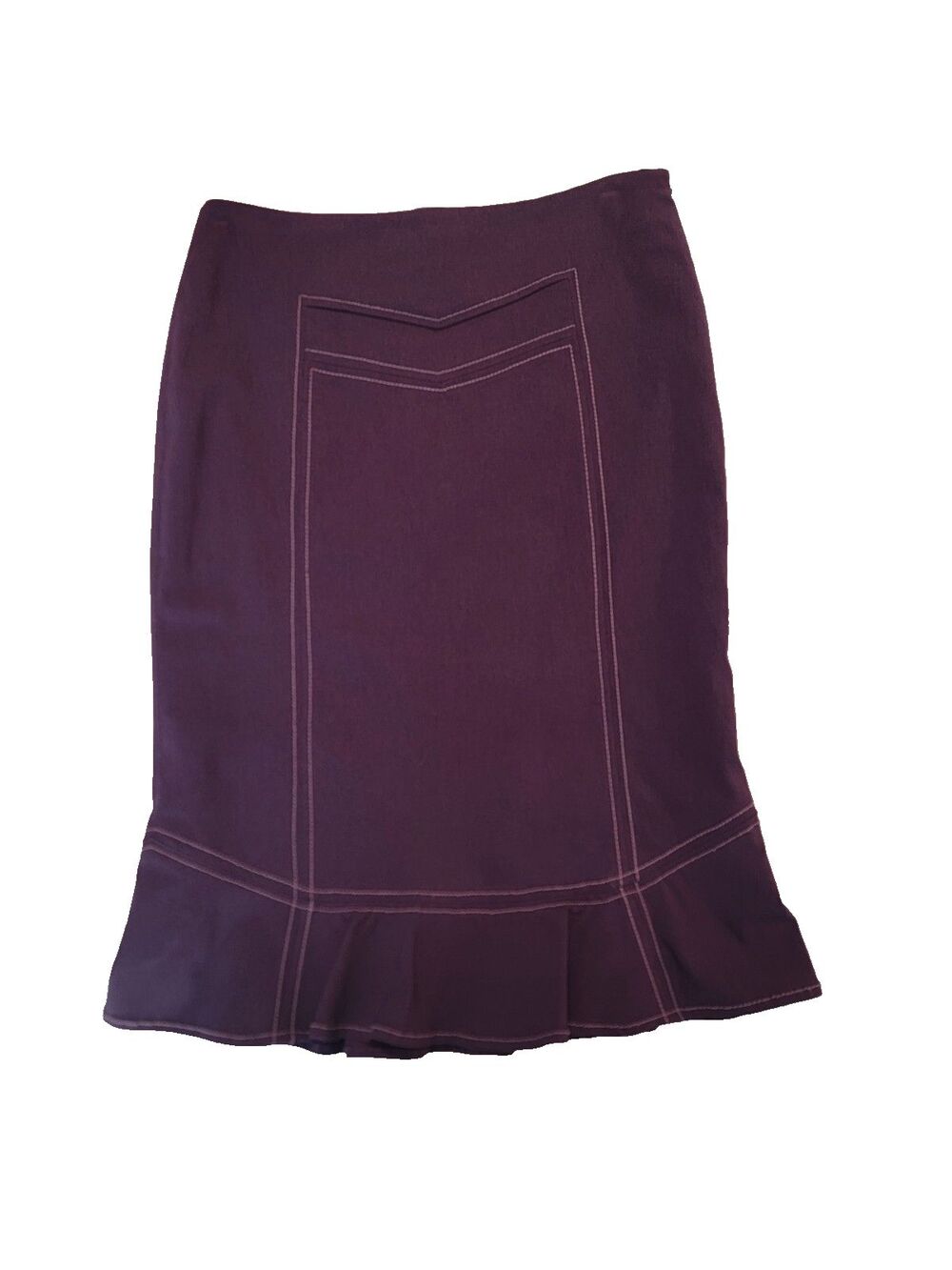 Anthropologie Elevenses Dark Purple Knee-Length Fishtail Pencil Skirt Size 2